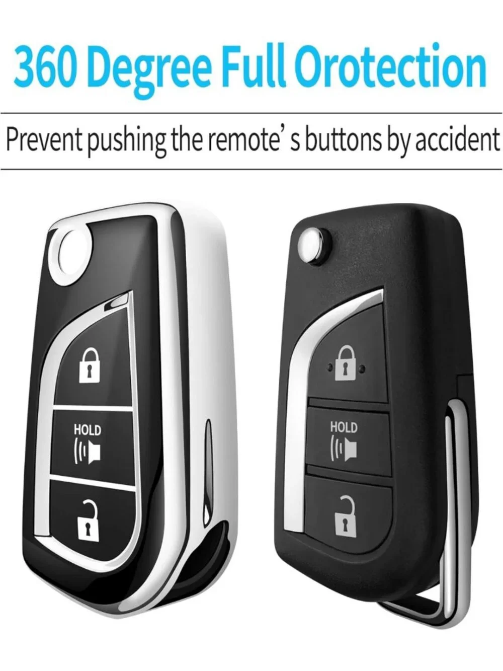 Soft TPU Key Fob Cover for Toyota RAV4, Corolla, Camry - 3 Button Remote Shell